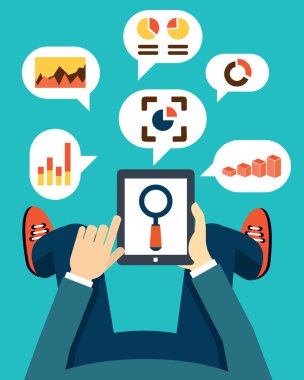 Veri işleme kavramı. Tablet pc tutan kullanıcı