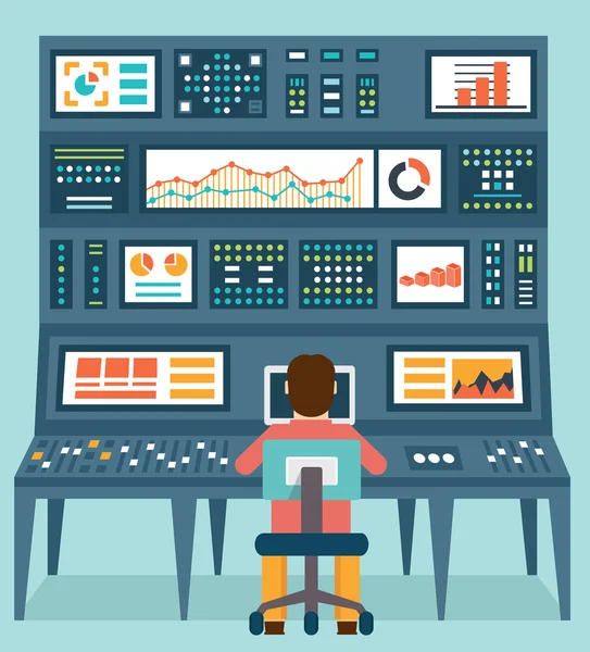 Concepto plano vectorial de información analítica y tratamiento de datos — Archivo Imágenes Vectoriales