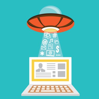 Vektör internet dolandırıcılığı düz kavramı. Kesmek özel veri