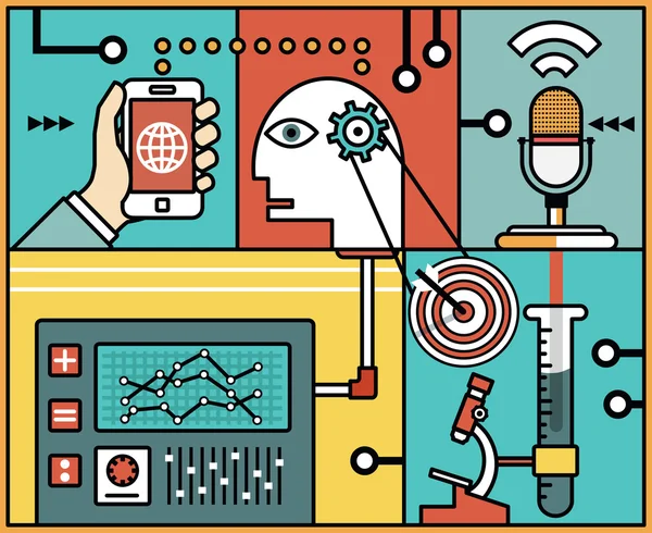 Vektör hat iş yönetimi kavramı. Veri işleme, analytics ve eylem