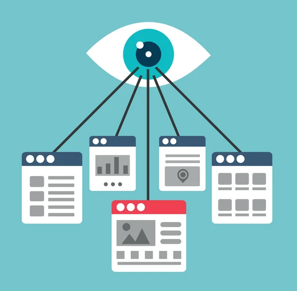 Processus de création d'interactions avec les visiteurs du site. Optimisation des pages web ou des pages de destination — Image vectorielle