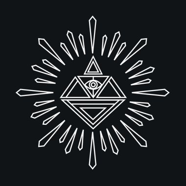 Vektör Lineer soyut hipster logo şablonu - büyülü elmas