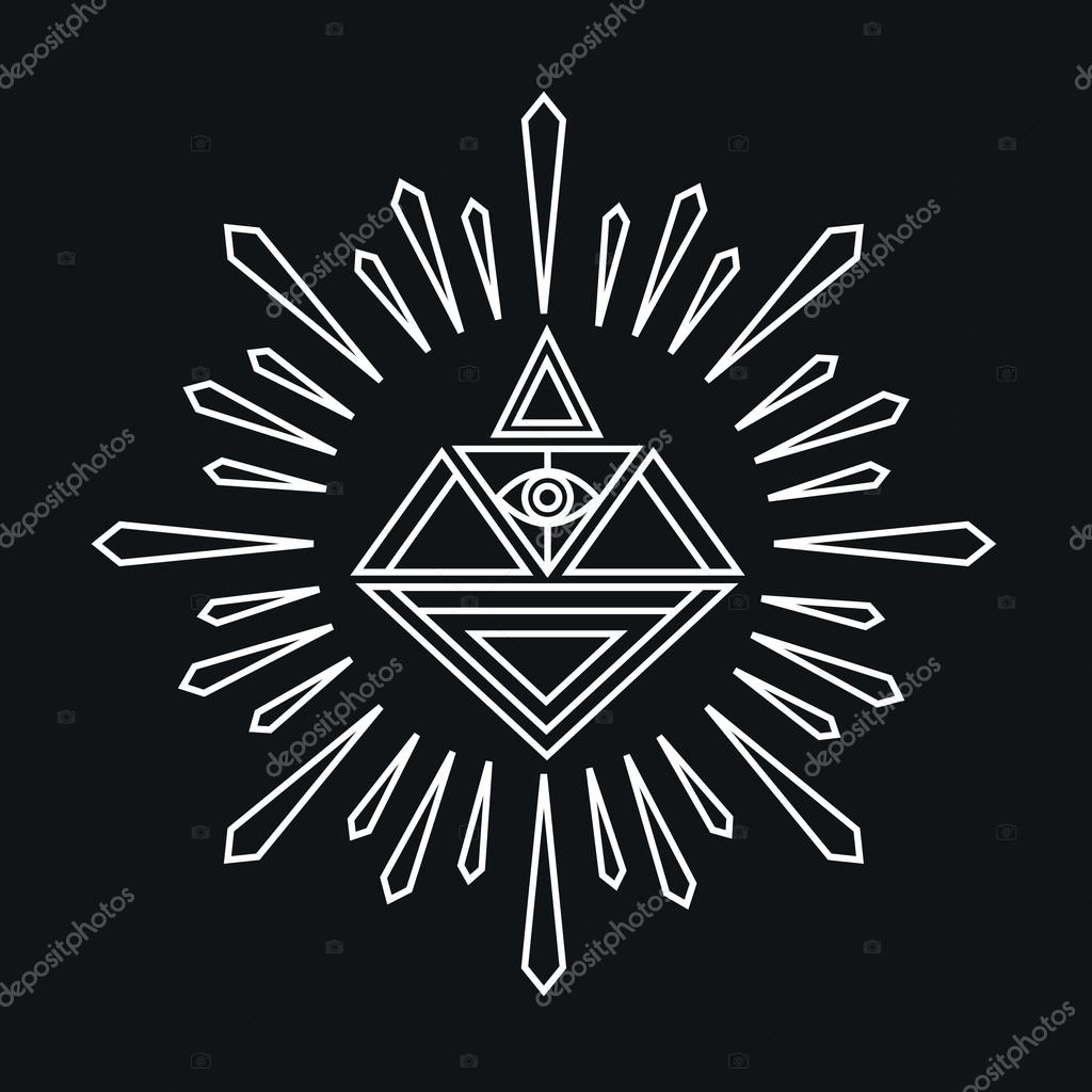 Vector linear abstract hipster logo template - magical diamond - vector badge