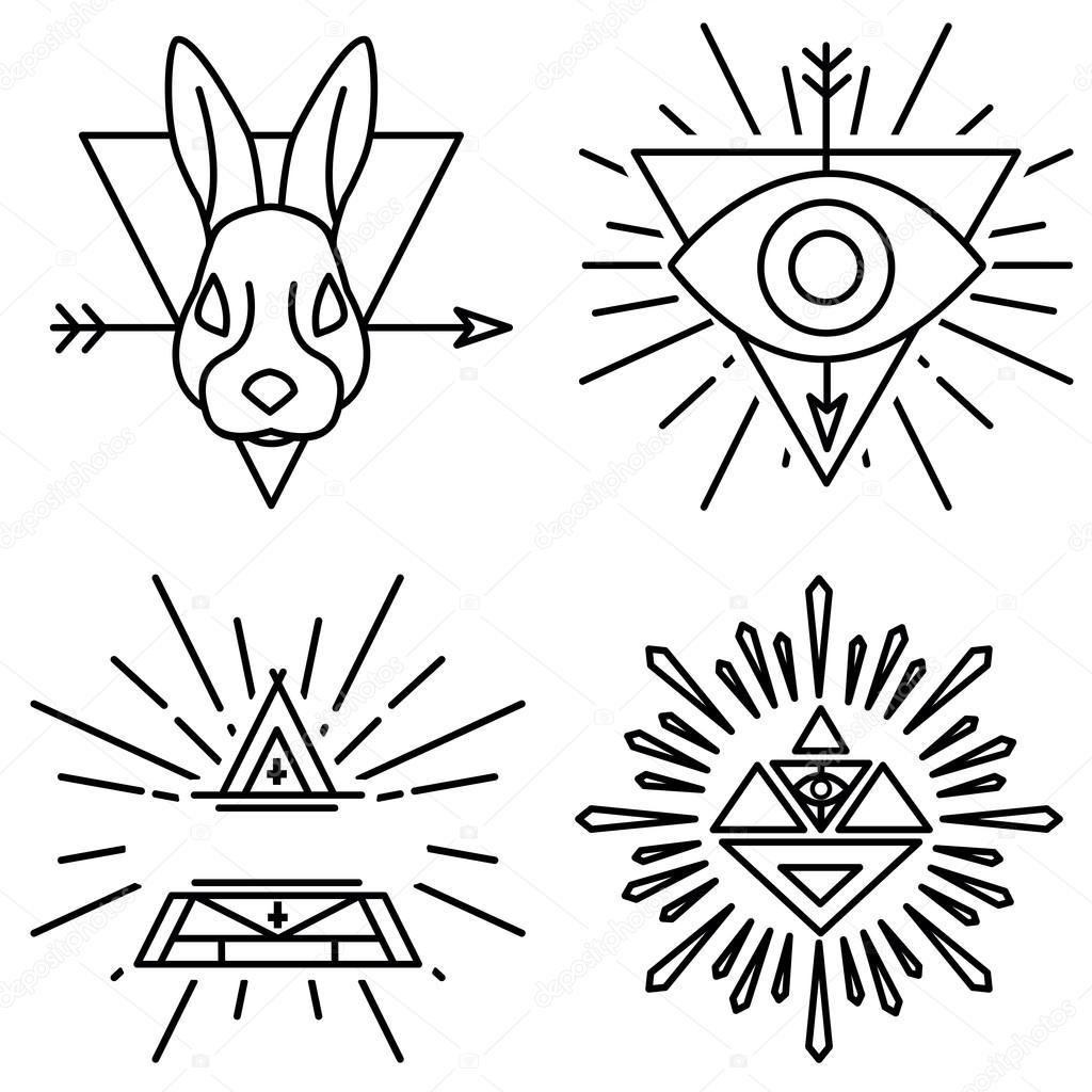 Vector set of linear emblems and badges - hipster logos