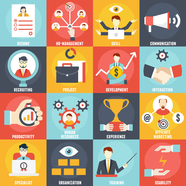 Set of Human Resources Management icons 