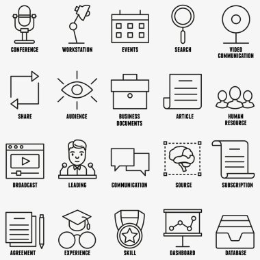 Vektör Lineer iş eğitim Icons - Bölüm 1 set