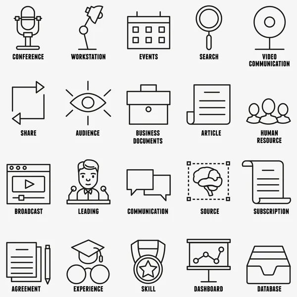 Conjunto de vectores iconos lineales de educación empresarial - parte 1 — Vector de stock