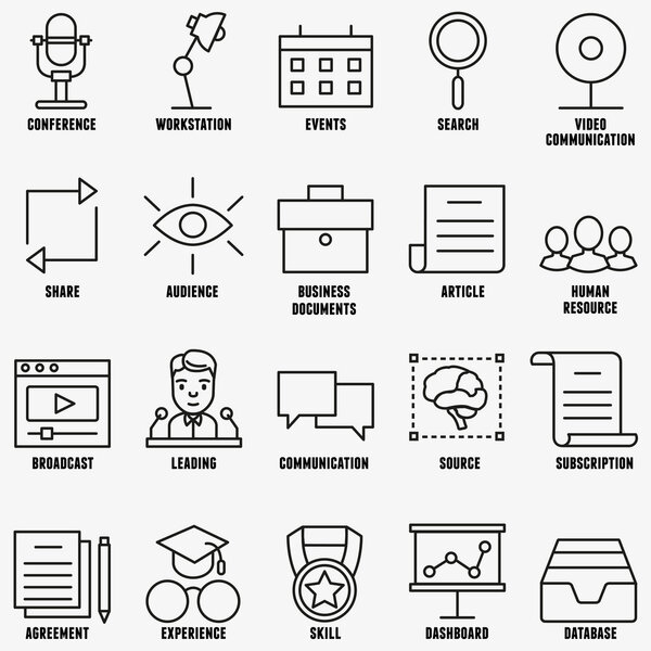 Vector set linear business education icons - part 1