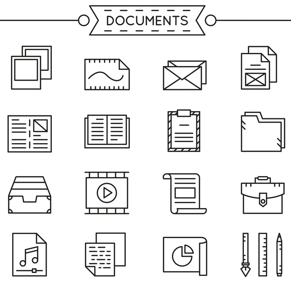 Conjunto de iconos de documentos lineales — Vector de stock
