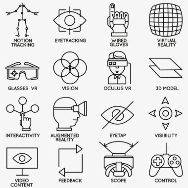 Sanal gerçeklik için aygıt Vektör Lineer simgeler kümesi