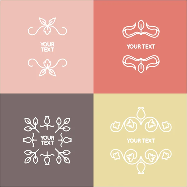 Vector linear set of ornaments for text or logo — Stock Vector
