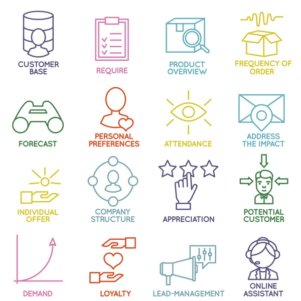 Vector Set of Linear Customer Relationship Management Icons - part 2 Stock Vector