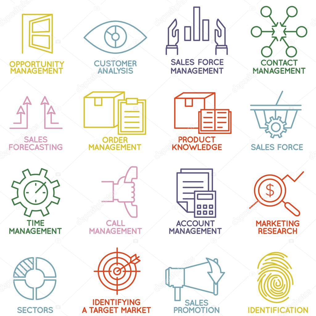 Vector Set of Linear Customer Relationship Management Icons - part 3 - vector icons