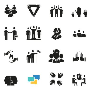 Vector set of icons related to team work, human resources, business interaction and relationship - part 3
