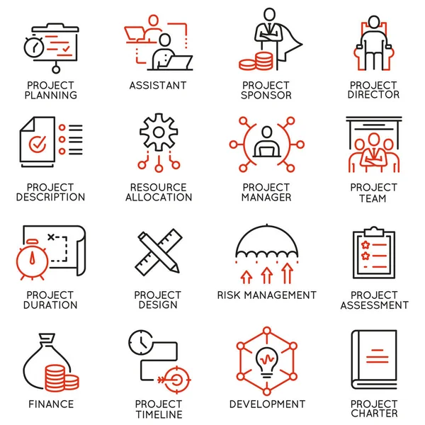 Vector set of linear icons related to project management. Mono line pictograms and infographics design elements - part 2