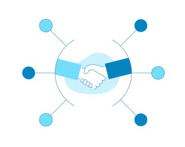 İş ilişkisi, Ortaklık, Müzakere, İşbirliği. Vektör düz doğrusal biçimi - doldurulmuş dış hat