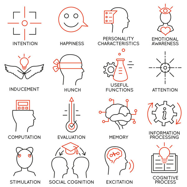 Vector set of 16 icons related to business management, strategy, career progress and business process. Mono line pictograms and infographics design elements - part 22