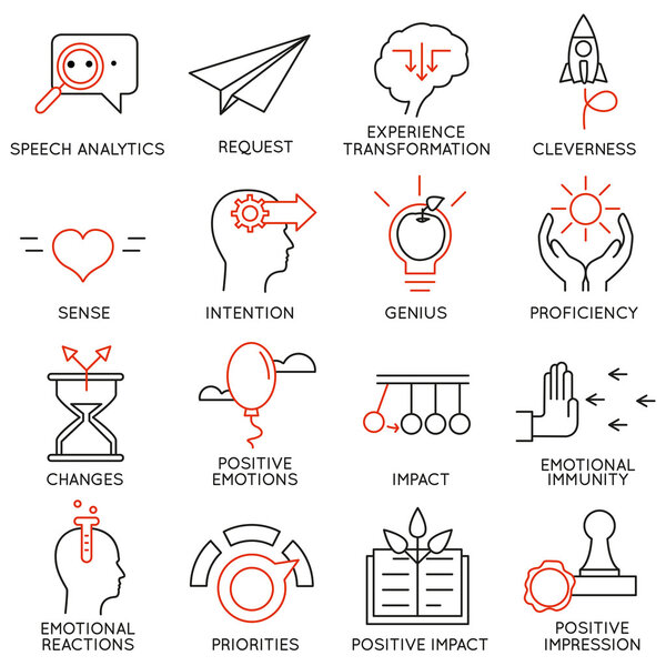 Vector set of 16 icons related to business management, strategy, career progress and business process. Mono line pictograms and infographics design elements - part 23