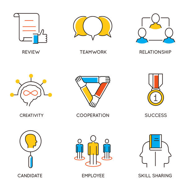 Vector set of icons related to career progress and business management. Infographics design elements - part 8