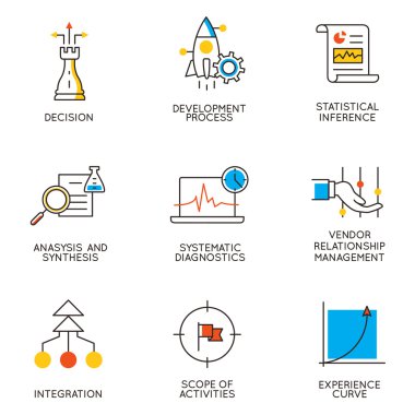 Vektör kariyer ilerleme ve iş yönetimi ile ilgili simgeler kümesi. Infographics tasarım öğeleri - Bölüm 9