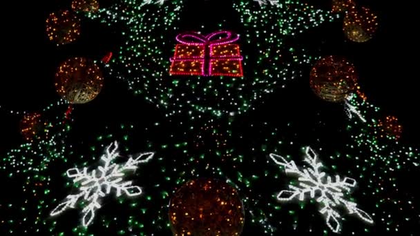 彩色波克灯在黑色背景上闪着微光 新年的背景 摘要模糊圣诞节庆录像 — 图库视频影像