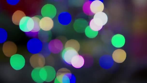 Lumières Bokeh Multicolores Scintillent Sur Fond Noir Fond Vacances Nouvel — Video