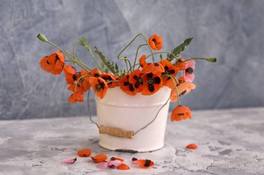 Klasik Tarzlı Küçük Kırmızı Gelincik Buketi