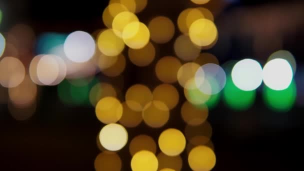 Veelkleurige Bokeh Lichten Twinkelen Zwarte Achtergrond Nieuwjaarsvakantie Achtergrond Abstract Wazig — Stockvideo