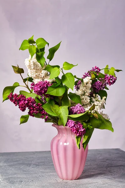 Stilleben Med Syrenblommor Vas Bordet — Stockfoto