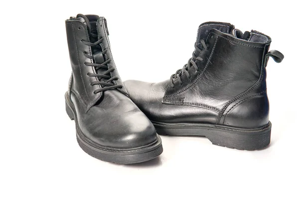Fechar Sapatos Masculinos Inverno Bonito Confortável Isolado Fundo Branco — Fotografia de Stock