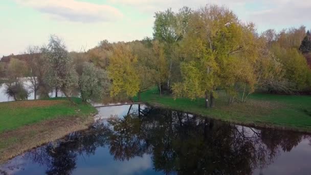 Luftudsigt Med Drone House Beliggende Midten Parken Smukt Beskyttet Byen – Stock-video