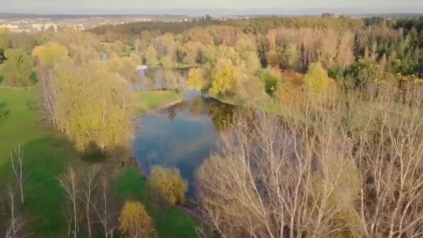 Letecký Pohled Dronem Nad Městem Dům Nachází Uprostřed Parku Krásně — Stock video