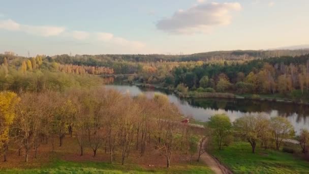 Aerial View Drone City House Located Middle Park Beautifully Protected — Stock Video