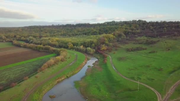美丽的乡村风景从上面射下来 摩尔多瓦共和国 — 图库视频影像