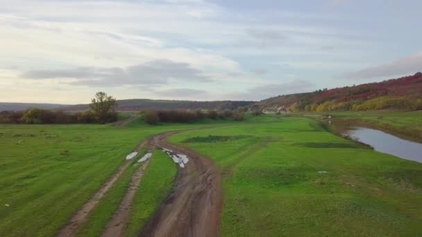 美しい田園風景の上から撮影した モルドバ共和国 — ストック動画