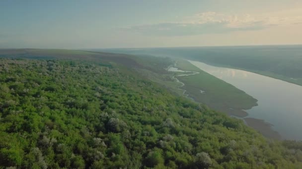 Vlucht Van Drone Dnjestr Bij Zonsopgang Moldavië Republiek Van Prachtige — Stockvideo