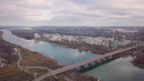 Most Přes Řeku Letecký Výhled Most Přes Řeku Dněster Moldavská — Stock video