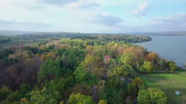 Aerial View Drone City House Located Middle Park Beautifully Protected — Stock Video