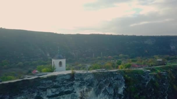 Aerial Shot Rural Landscape Church Village Moldova Republic Village Butuceni — Stock Video