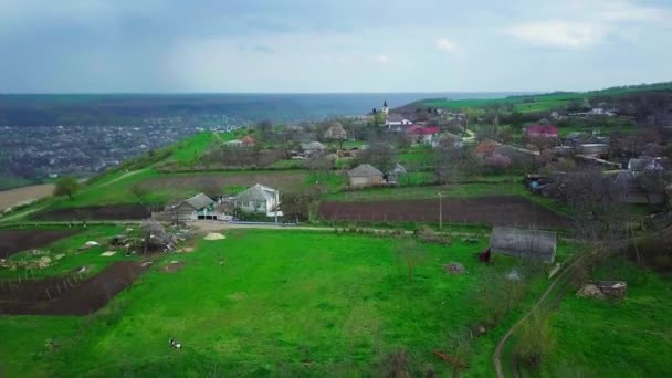 Camera Flight Small Village Spring Thipova Village Moldova Republic — Stock Video