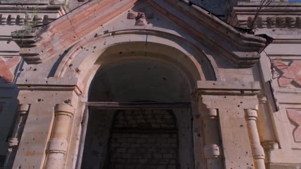 Stary Zniszczony Budynek Katedry Prawosławnej Opuszczony Kościół Miejscowości Pohrebea Mołdawia — Wideo stockowe