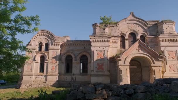 Antiguo Edificio Catedral Ortodoxa Destruida Iglesia Abandonada Aldea Pohrebea República — Vídeos de Stock