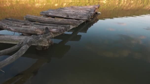川の近くの水の上の小さな橋 — ストック動画