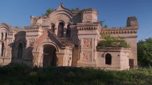 Старое Разрушенное Православное Здание Собора Заброшенная Церковь Селе Погреба Республика — стоковое видео