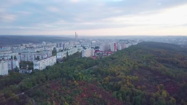 Herbst Bei Sonnenuntergang Über Der Stadt Stadt Kihinev Republik Moldau — Stockvideo