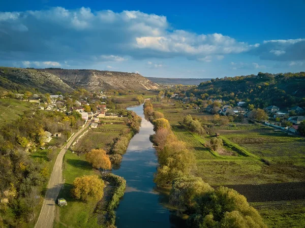 Wzgórza Orheiul Vechi Krajobraz Rzeki Mołdawii Dolina Rzeki Raut Wioskach — Zdjęcie stockowe