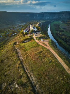 Old Orhei Monastery in Moldova Republic. Aerial view clipart