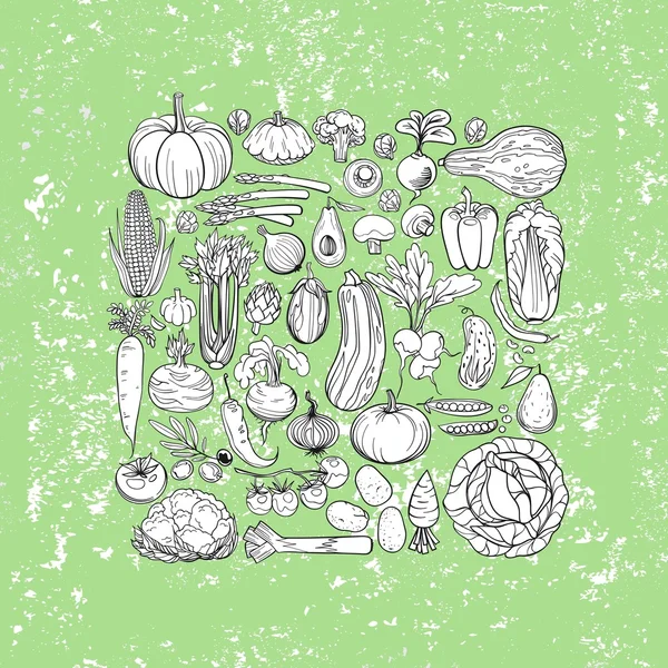 Olika grönsaker ritningar Royaltyfria illustrationer