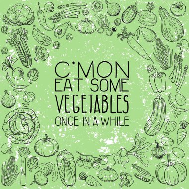 farklı sebze çizimleri