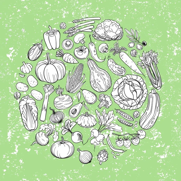 Diversi disegni di verdure — Vettoriale Stock